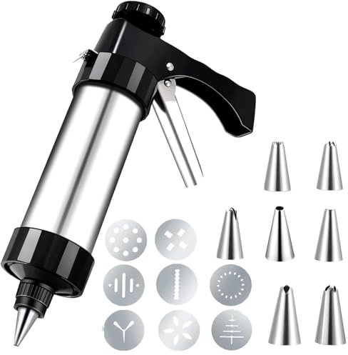 Siringa per Pasticceria in Acciaio Inox Stainless Steel Cake Cream Decorating Sets Cookie Making Machine Nozzles Mold Pastry Syringe Extruder Kitchen Baking Tools Decorazione di Torte (Color : Type1-