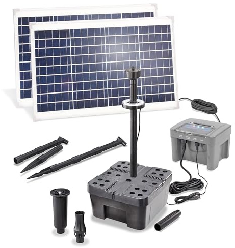 Esotec Solar Teichfilterset Profi 70/2800 LED, Teichfilter, Komplettset mit Pumpe, LiFePo4 Akku, Solarmodul, Teichpumpe außen, mehrstufige Gartenteich Filterung, 100955