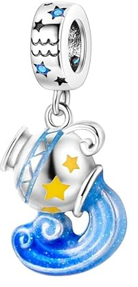 Glow In The Dark Birthday Birth Date Horoscope Star Sign Zodiac Month Charm Bead Pendant 925 Sterling Silver Compatible With Pandora Charm Moments Bracelet