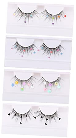 Faux Cils à Paillettes, 4 Paires, Imitation, pour Fêtes et Club | Effet Plus Fourni, Retrait Facile, Style Mode et Accrocheur, pour Femmes, Lot de 4 Paires