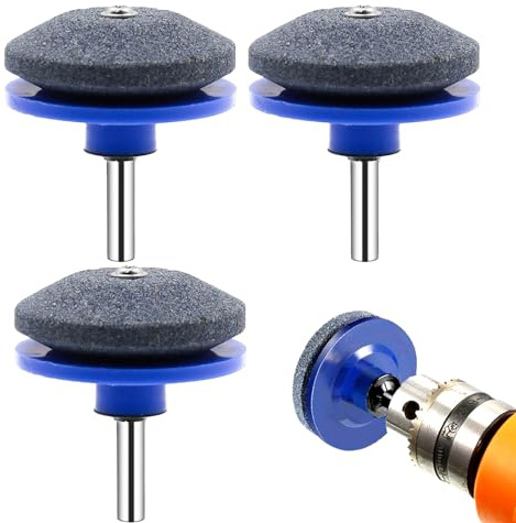 Yeemeen 3pcs Aiguiseur de Lame de Tondeuse à Gazon Aiguiseur de Lame Universel pour Perceuse Électrique,Affuteur Lame Tondeuse Gazon Meule Affûtage de lame,Aiguiseur de Outils de Jardin pour Tondeuse