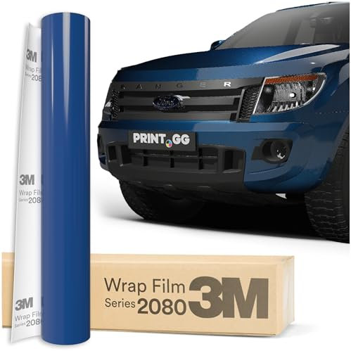 PRINT.GG Auto Folie 3M 2080 Deep Blue Metallic Glanz G217, 152 x 80 cm | Selbstklebende Car Wrapping Folie | Robuste Lackschutzfolie für Auto, Motorrad, Boot | Autofolie mit Exzellenter Haftung