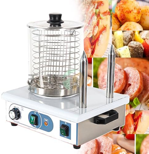 KJZQXYX 2/4 Rods Hot Dog Steamer, Sausage Maker Stainless Steel Sausage Grill - with Removable Heat Container, Commercial Hot Dog Machines (stick)