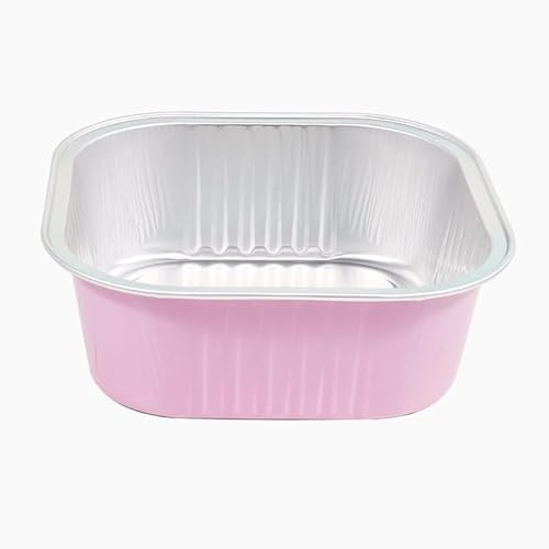 Namzi 100pcs Mini Aluminum Foil Cupcake Baking Cups Disposable Mini Cake Containers Flan Molds for Pudding, Souffle, Party, Wedding (Pink)