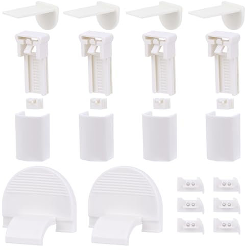 RAFIYU Plissee Ersatzteile Set Klemmträger Zubehör, 4 Kit 24 Stück Plissee Halterung Ohne Bohren, Klemmfix Halterung - für Fenster Plissees mit Vier Zugbändern