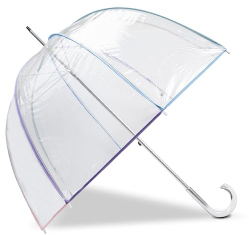 Isotoner Parapluie canne, cloche transparente, résistance au vent, pvc/pastel