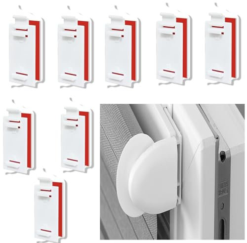 JAONLD 8 Stücke Rollo Halterung Fenster Klemmhalter für Rollos 5.3 * 3.1cm mit 8 Selbstadhäsive Back -Teller,Adhesive Holder for Double Roller Blinds Keine Notwendigkeit zu Bohren Wird Verwendet