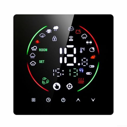 Feegow Smartes Thermostat, LCD-Raumthermostat für Tuya WiFi, Smart-LCD-Thermostat, Wasser-/Heiz-/Gaskessel-Controller für Alexa (schwarz, 16 A)