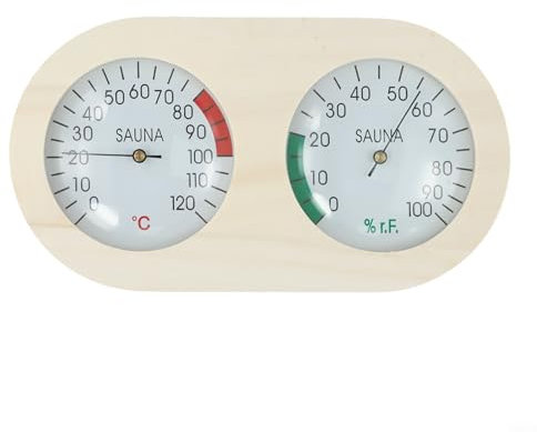 HEIBTENY Thermomètre hygromètre en bois de pin avec grands chiffres pour surveiller la température et les niveaux d'humidité dans votre sauna