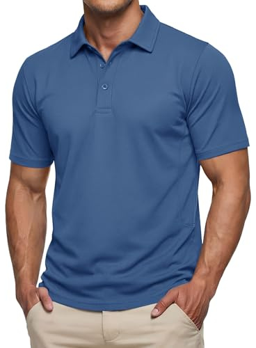 TACVASEN Poloshirt Herren Kurzarm Funktions Polo Shirt Baumwolle Atmungsaktiv Polohemd Sommer Golf T-Shirt Freizeit