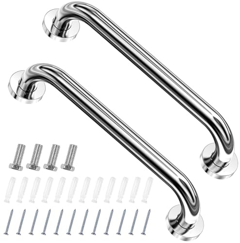 Binnan 2 Piezas Agarraderas Baño, 30cm Agarrador Ducha Personas Acero Inoxidable, Barra de Agarre de Acero Inoxidable Cromado, Barras Minusvalido, Agarradero para Mayores, Discapacitado