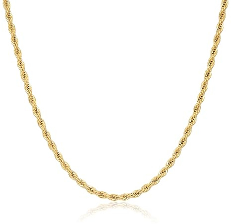 Bling King London Gold Twisted Rope Chain 4-12mm Thick, 20-30 Inch Long