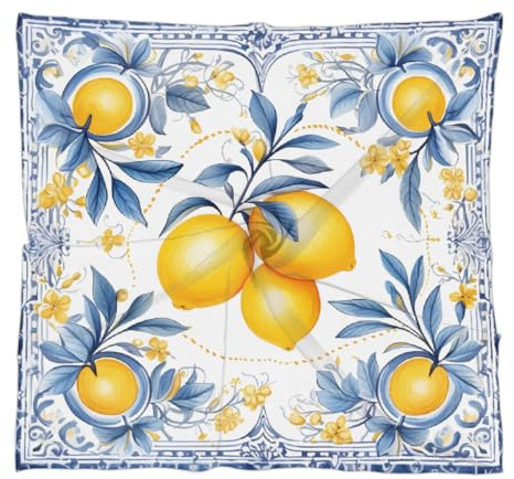 Mexpekil Quadratischer Seidenschal Vintage Bohemian Floral Zitrone Kopftuch für Frauen Haar Stirnband Satin Schals Bandanas Halstuch Frauen Geschenk Halstuch