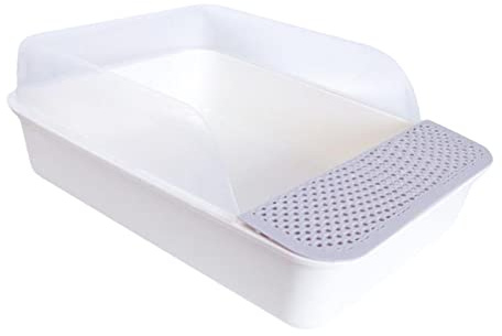 Open Top Cat Litter Tray Sturdy Sandbox for Rabbit Indoor Cats Cats Supplies Grey White Small
