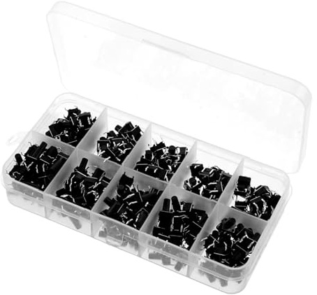 Kisangel 200pcs Micro Tactile Push Button Switch Kit Micro Switch Button Tactile Components for Breadboard and Electronic DIY Projects Pusher
