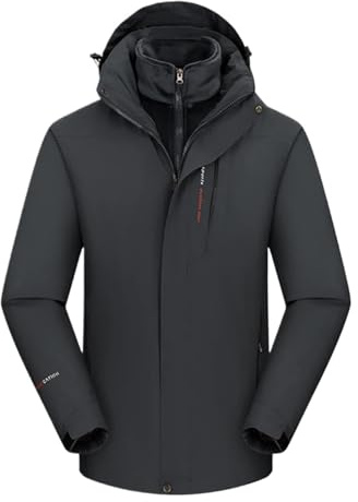 WAJJWI Herr 3-i-1 tjock vandringsjacka fleece vattentät vinter vindjacka utomhus varm camping vindtät kappa för vår, höst (färg: 3, L)