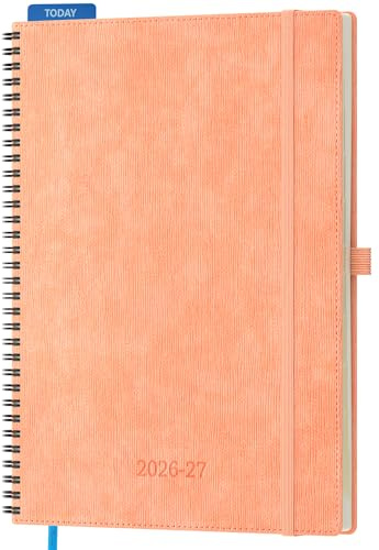 IN-LUXPRO Kalender 2026 2027, Wochenplaner Vertikal mit Spiralbindung | 18 Monate Terminplaner (Jul 2026 bis Dezember 2027) in A4 29x21,5CM, ausgestattet Monatsregister, Rosa