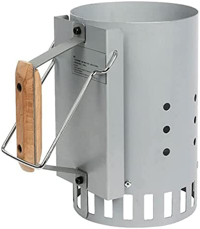 Avviatore a carbone per barbecue, portatile, con manico in faggio e ingresso d'aria, per carbone, carbone e bricchetti