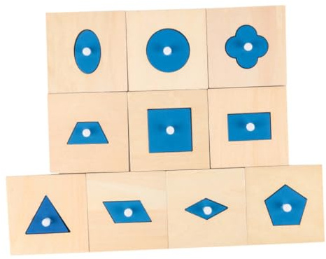 UPKOCH Bloques de Construcción de Madera para Niños Pequeños 10 Piezas Juguetes Sensoriales Educativos para Bebés Desarrollo Cognitivo Formas Geométricas Aprendizaje Temprano