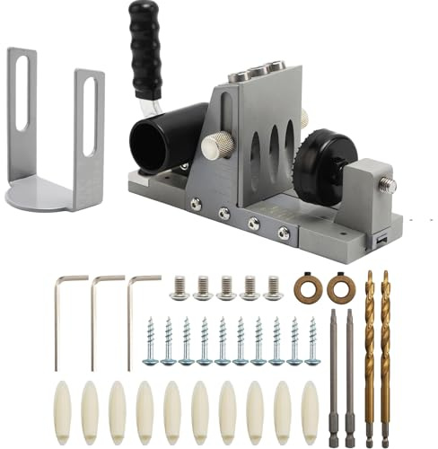 Pocket Hole Jig Kit with Vacuum Adapter, Woodworking Drill Guide Jig