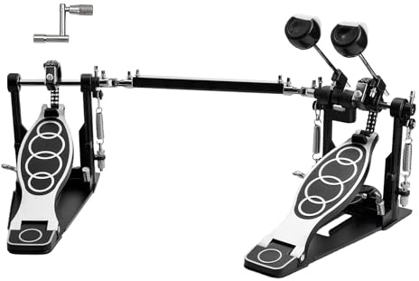 AQJUNONG Double Bass Drum Pedal, Double Chain Drive, Double Kick Drum Pedal with Adjustable Beater and Drum Key (AQ-DBDP-YQ)