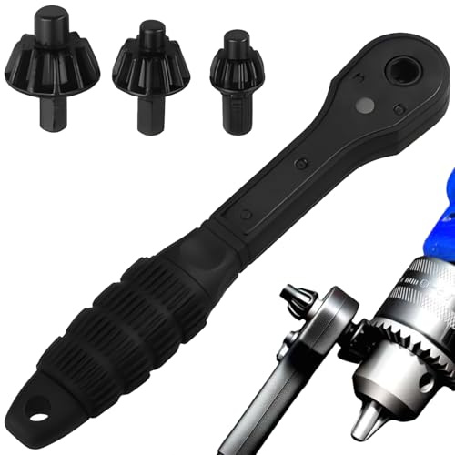 PENGCHE Doppelkopf-Bohrfutterschlüssel,3-in-1 Ratschenschlüssel Bohrfutterschlüssel Universal Set, ergonomischer Bohrfutter Schlüssel für schnellen Wechsel, passend für gängige Zahnkranzbohrfutter