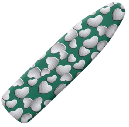 Copri Asse da Stiro Cuore Bianco Verde Copriasse da Stiro Riflettente al Calore per Stiratura Rapida Mollettone Copertura Copri Ferro da Stiro Universale Montaggio Facile 120x40cm