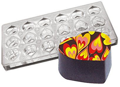 Sweet Artist Magnetic Polycarbonate Chocolate Mould for Transfers – Hearts | Compatible with Chocolate Transfer Sheets for Creating Inidividual Heart Shaped Chocolates & Bon Bons with Printed Designs