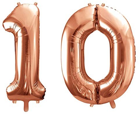 Pallone Palloncino gigante in foil mylar 86 cm NUMERO 10 DIECI colore RO
