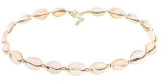 Elli Halskette Damen Beach Sommer mit Echten Kauri Muscheln in 925 Sterling Silber Vergoldet