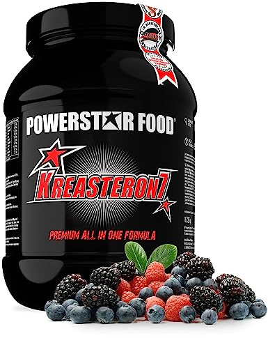 Powerstar Kreasteron 7 All-in-One Supplement 1725g Wildberry - Kraft | 7 hocheffektive Nährstoff-Kombinationen - für Muskelaufbau und Kraftsteigerung - Deutsche Herstellung nach IFS Kreatin