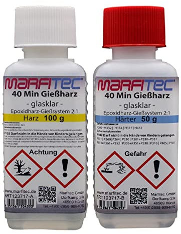 marfitec Gießharz glasklar 150g (Epoxidharz 100g, Epoxidhärter 50g)