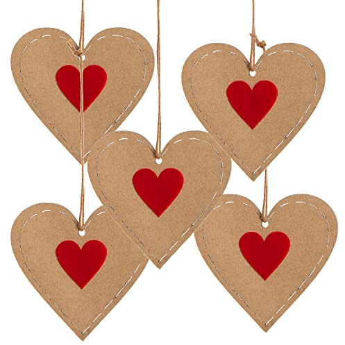 Logbuch-Verlag 5 Herz Anhänger aus Kraftpapier 7 cm Valentinstag Liebe Hochzeit Jahrestag Geschenkanhänger zum Geburtstag