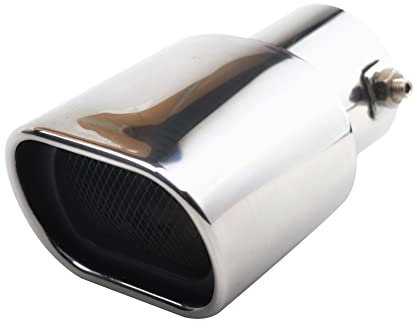 Asudaro Auto Auspuffrohr Auspuffblende Heckschalldämpfer Auto Tail Throat Auspuff Endrohr Edelstahl Auto Quadratischem Mund Auto-Auspuffrohr für Auspuffrohre bis zu 60 mm Durchmesser,Silber-Gerade