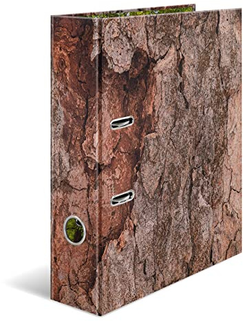 HERMA Ordner A4 Natur Holz Set, 5 Stück, 7 cm breit, Kinder Ringordner mit Holzoptik Motiv, bunter Aktenordner mit haptischer Oberfläche, glänzender Veredelung und Innendruck für Jungen und Mädchen