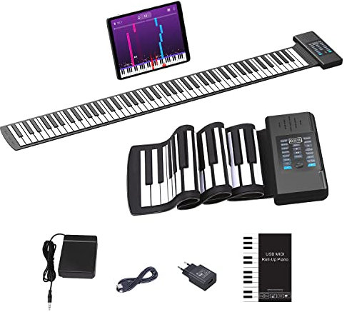 OYAYO Rollpiano 88 Tasten Roll Up Piano Keyboard Unterstützt MIDI mit 128 Tönen und Rhythmen, Rollklavier Flexibles Elektronisches Keyboard Klavier für Kinder Erwachsene Anfänger Geschenk