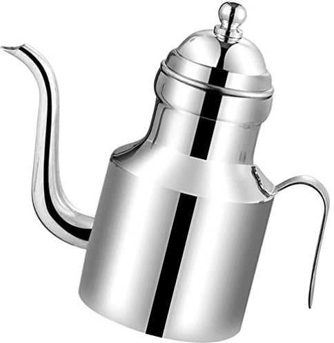Hemoton Stainless Steel Grease Container with Long Spout for Oil Storage Multi-purpose Cooking Oil Pot for Kitchen Stainless Steel Jug for Bacon Grease