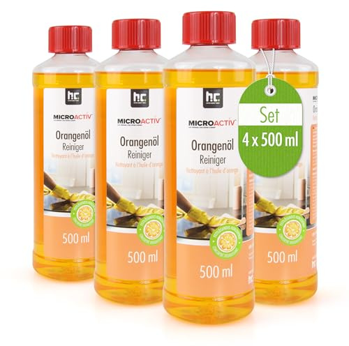 MICROACTIV Orangenöl Reiniger Konzentrat 4 x 500ml | Allzweckreiniger & Fettlöser mit frischem Orangenduft - Universalreiniger Made in Germany