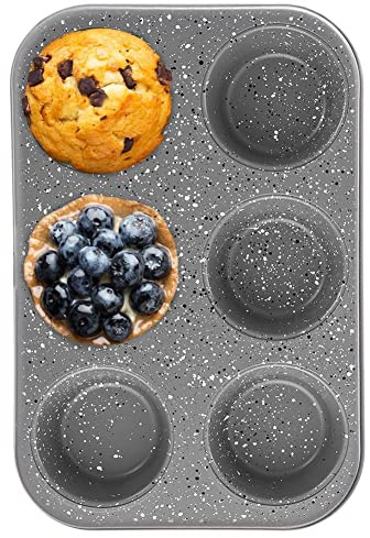 orion group Granitform Backform Muffinform Muffinblech Muffinförmchen zum Backen von großen Muffins Cupcakes 6 Stück GRANDE 32x22 cm