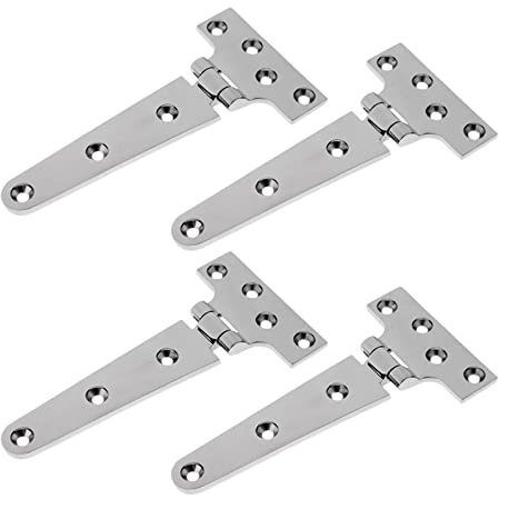 ANNURA Heavy Duty Scharnier, Long Strap T Hinge, 4 Stück T-förmige Hochleistungs-Türscharniere, Marinequalität 316 Edelstahl-Türlukenabdeckung, verdickte Scharniere, Boots-/Yacht-Hardware-Scharniere