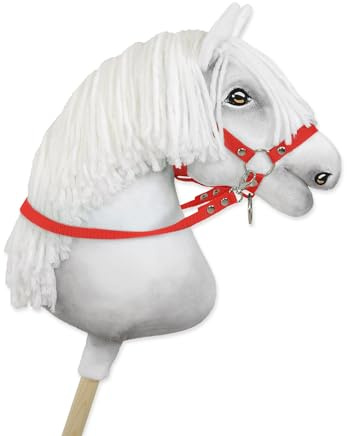 Zügel für Hobbypferd. Im Set ist kein Pferd enthalten. Rot.
