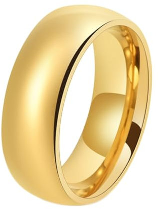 Aotiwe Freundschaftsringe, Ring Damen Zart Einfach Poliert Gold 8mm aus Edelstahl Größe 62 (19.7)
