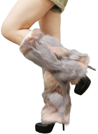 Gefomuofe Plüsch-Beinstulpen für Damen Plüsch Beinwärmer Flauschige Fell-Beinstulpen Fuzzy Fußabdeckung Beinwärmer Stulpen Legwarmers Warme Socken Stulpen Warme Abdeckung Stiefel Overknee-Socken