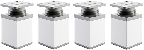 ATM Möbelfüße Verstellbar Füße Möbel Höhenverstellbar für Möbelfüsse 6cm Möbelbeine Möbelfuß 40x40mm Regalfüße Erhöhung Nachttisch Couchtisch Beine Sideboard TV Aluminium Kunststoff – Weiß Asche