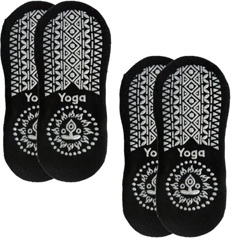 OWLMATE 2 Paares Pilates Socken, Yoga Socken, Pilates Socks, Rutschfeste Socken für Yoga, Barre, Pilates, Tanz, Barfuß, Trampolin, Zuhause, Krankenhaus für Damen und Herren