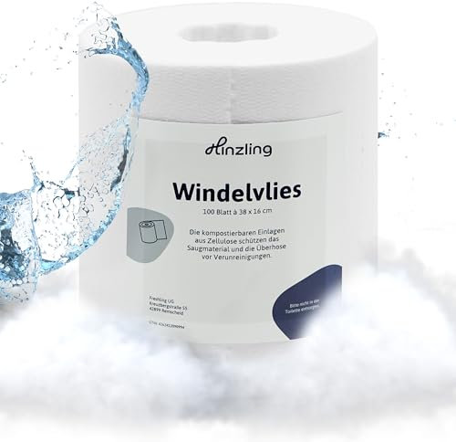 Hinzling Windelvlies – Windelvlies Rolle mit ca. 100 Blatt – Windeleinlage als oberste Schicht in Stoffwindeln – Angenehmes Entfernen des großen Geschäfts aus Windeln – Windeleinlagen Baby
