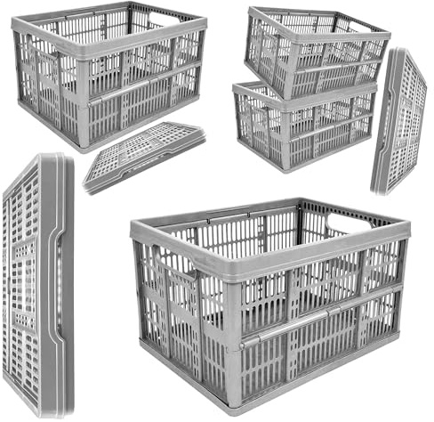 STORM TRADING GROUP Fold Flat Crate Plastic 32 L Folding Storage Crate Box