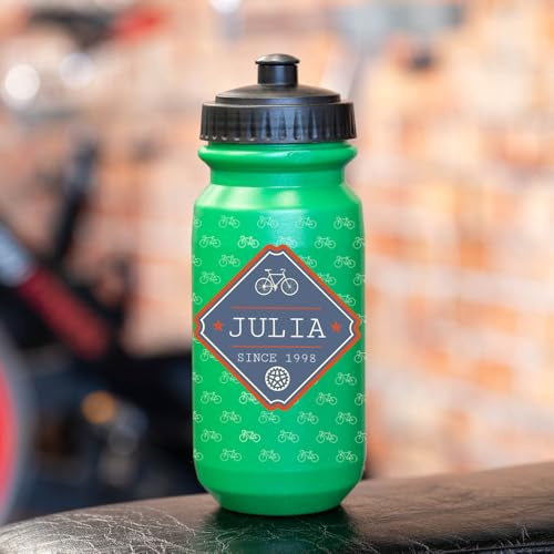 Wanapix | Bidón de Ciclismo Personalizado | Color Verde | Cantimplora para Bicicleta con la Foto o Nombre que Quieras | 620 ml. de Capacidad | Libre de BPA | Bicis + Nombre