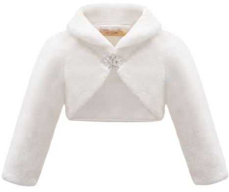 Mini Mart Online Limited Cardigan bolero per bambine Cardi bianco/avorio - 4-13 anni