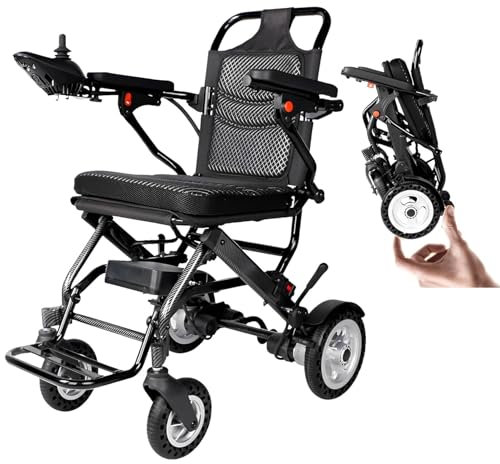 Ultra Light Electric Wheelchair for Adults, Aluminum Frame, Removable Soft Pad, All-Terrain, Foldable, Electric Wheelchair for The Elderly, Power Wheelchair Suitable for Travel and Daily Use